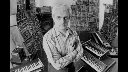 Robert Moog with some of his synths